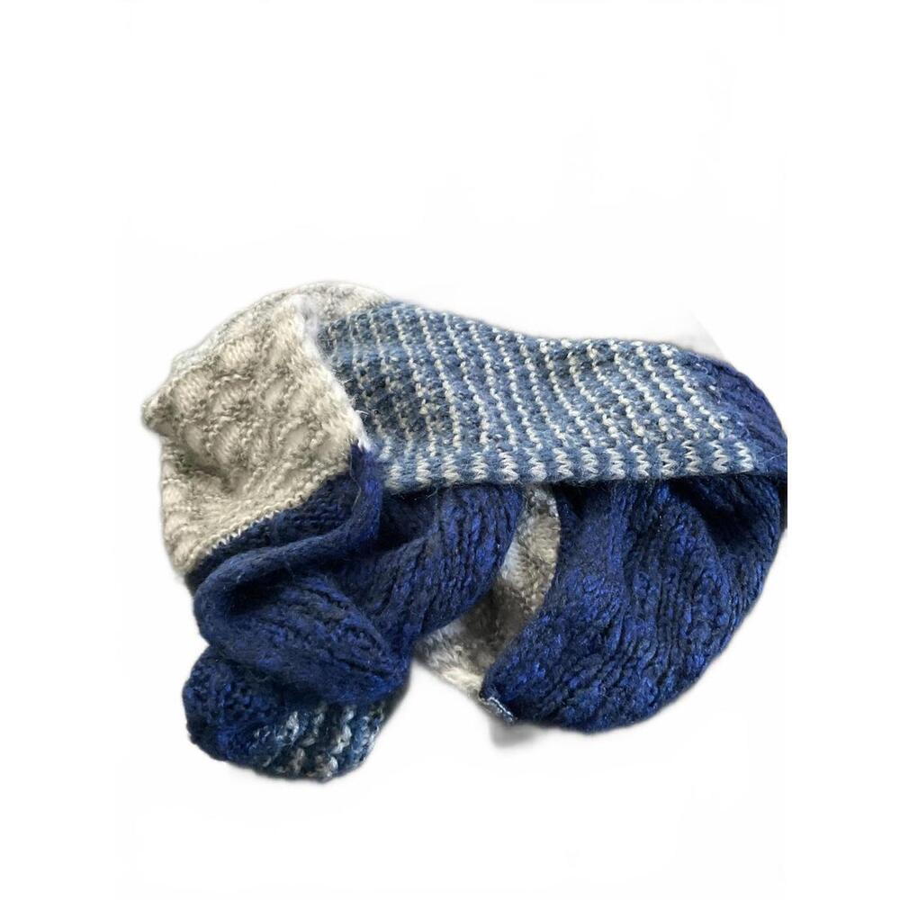 Modena Blue And Gray Knitted Patchwork Infinity S… - image 6
